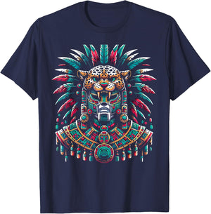 Aztec Jaguar Warrior Aztec Culture Mayan Indigenous T-Shirt - T-Shirt | Navy