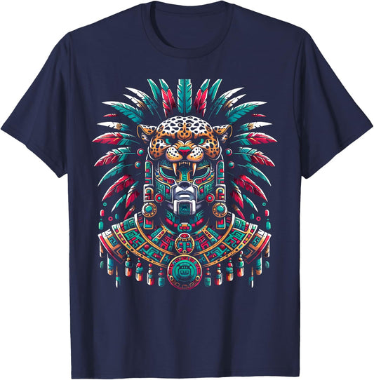 Aztec Jaguar Warrior Aztec Culture Mayan Indigenous T-Shirt - T-Shirt | Navy