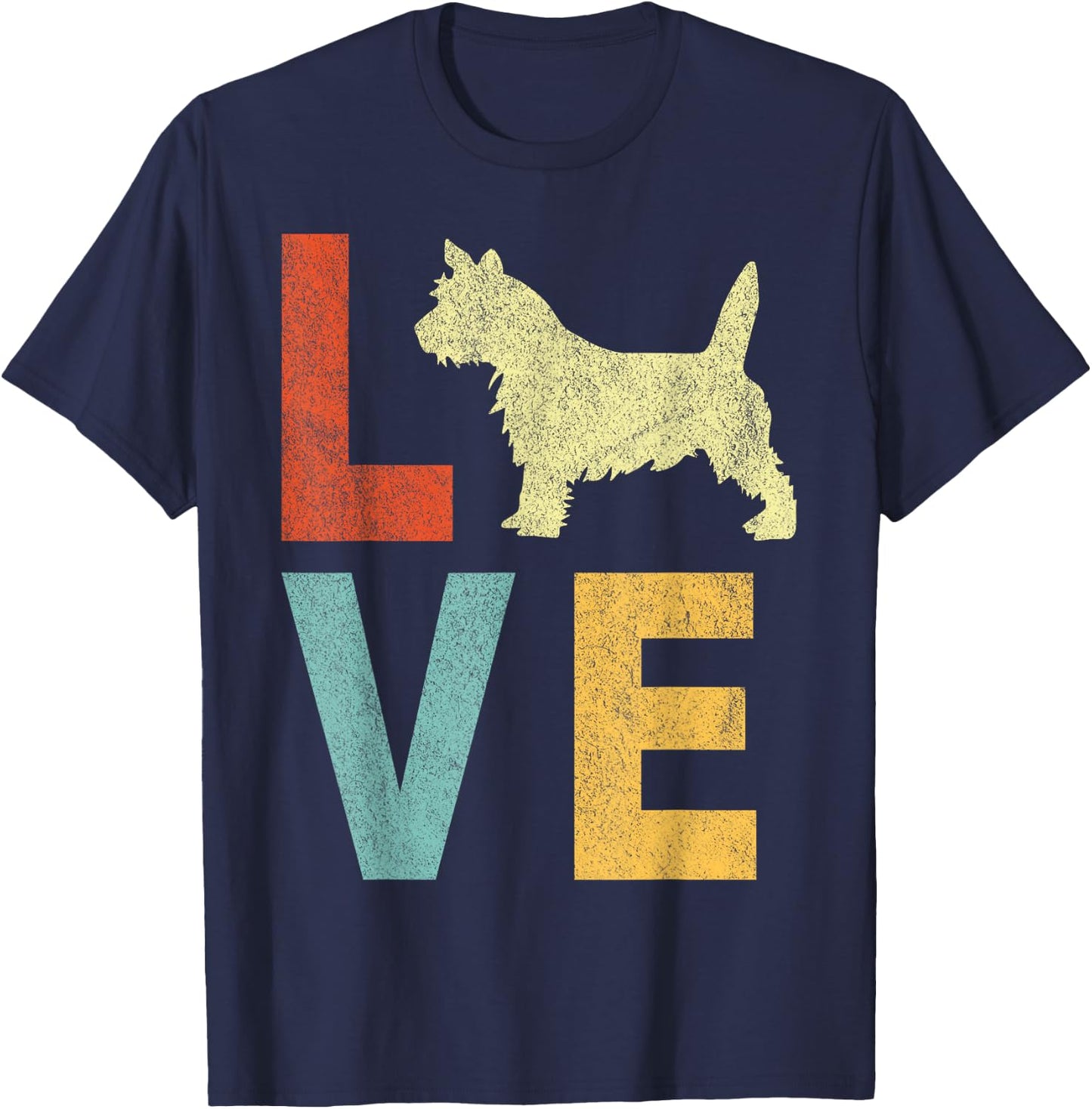 Love Cairn Terrier Mom Cairn Terrier Dad Retro Vintage T-Shirt - T-Shirt | Navy