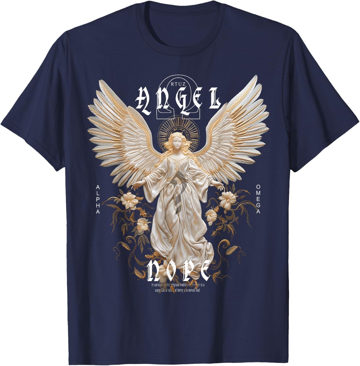 Streetwear Aesthetic Mode Vintage Fashion Damen Herren Engel T-Shirt - T-Shirt | Navy