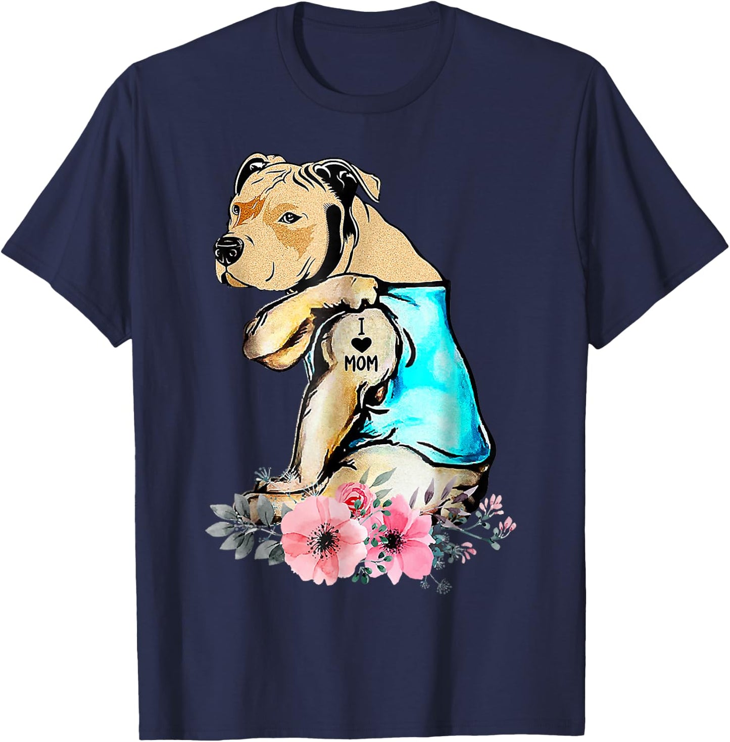 Pit Bull - I Love Mom Tattoo Mother's day T-Shirt - T-Shirt | Navy