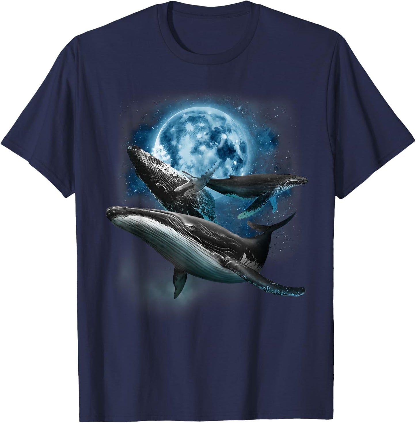 Humpback Whale Shirt - Howling at the Moon Humpback Whale T-Shirt - T-Shirt | Navy
