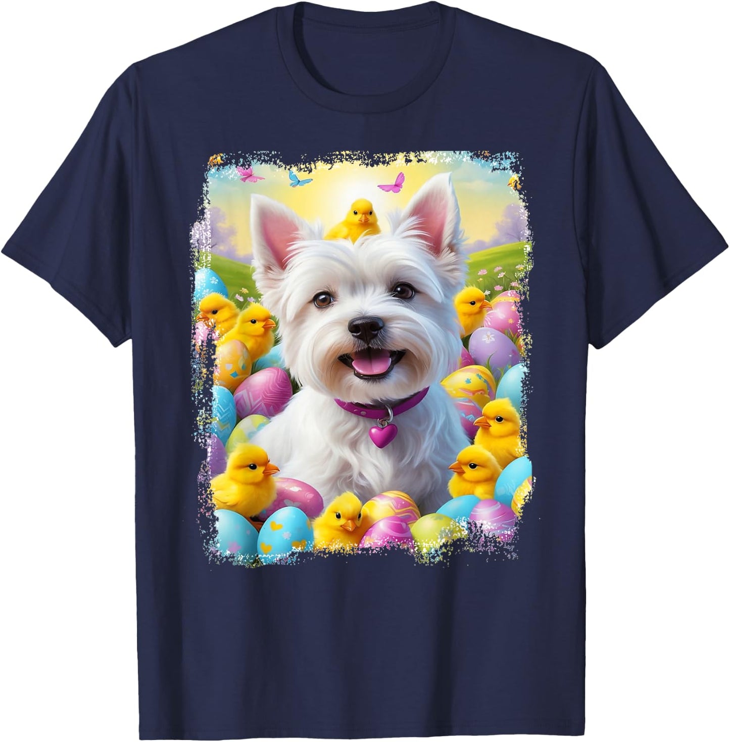 Cute Easter West highland terrier westie lover T-Shirt - T-Shirt | Navy