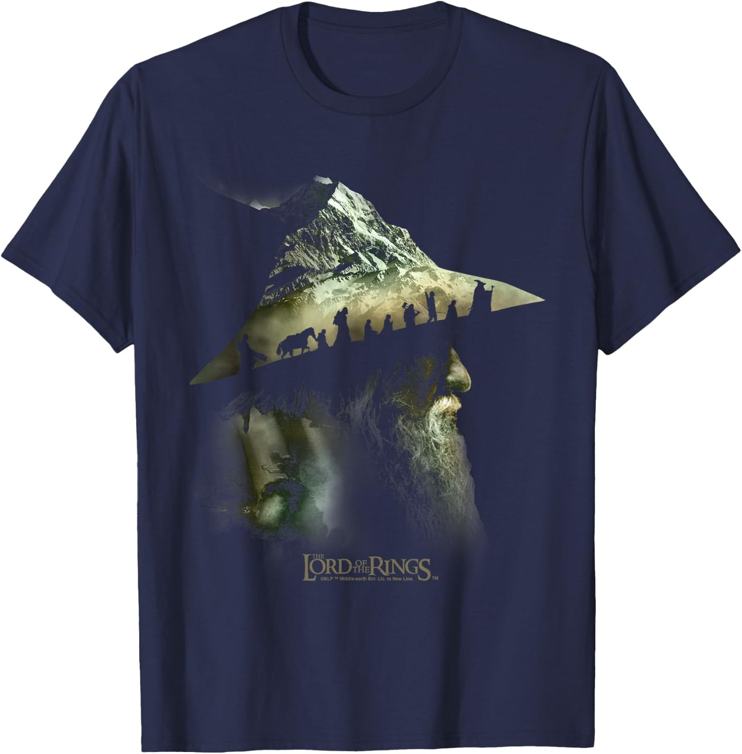 The Lord of the Rings Gandalf Fellowship Mountains T-Shirt - T-Shirt | Navy