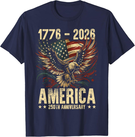 250th Anniversary 4th of July America USA 250 Years Birthday T-Shirt - T-Shirt | Navy