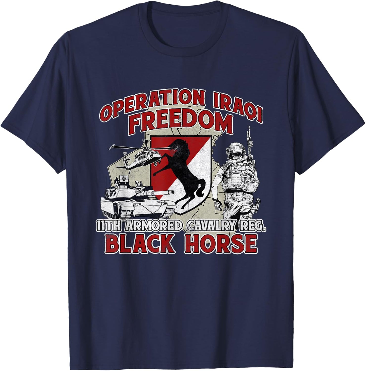 11th Armored Cavalry Regiment Operation Iraqi Freedom OIF T-Shirt - T-Shirt | Navy