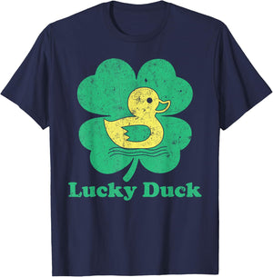Duck Irish Shamrock Leaf Duck Lucky St. Patrick's Day T-Shirt - T-Shirt | Navy