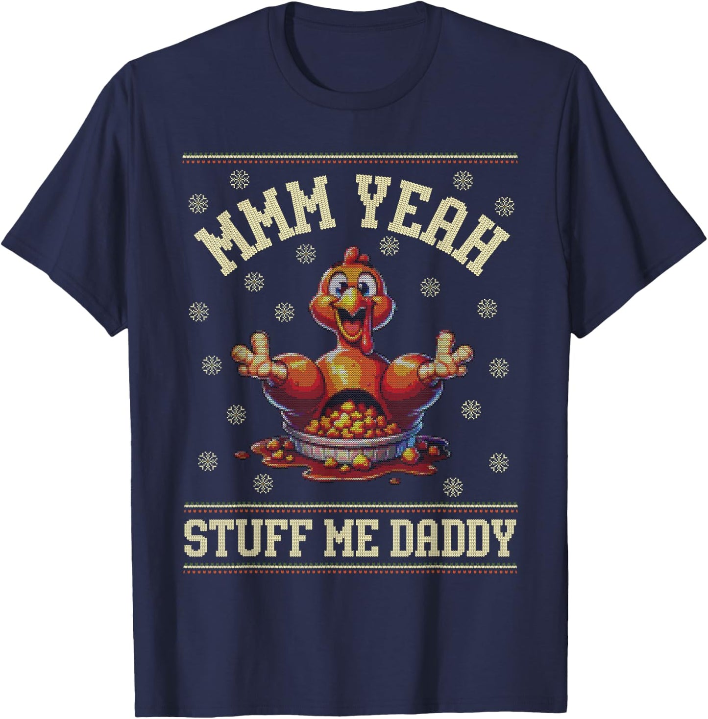 Ugly Thanksgiving Sweater Turkey Adult Humor Funny Men Women T-Shirt - T-Shirt | Navy