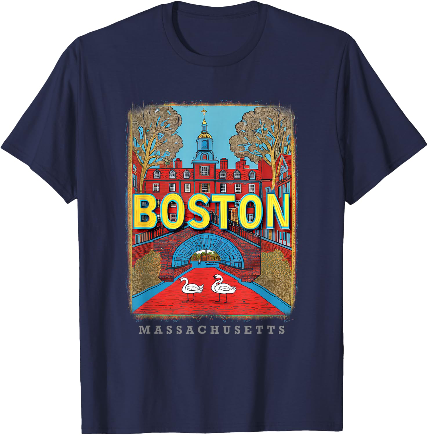Boston Massachusetts MA Historic Beacon SD599 T-Shirt - T-Shirt | Navy