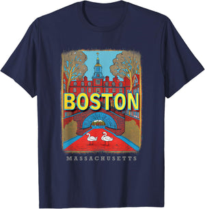 Boston Massachusetts MA Historic Beacon SD599 T-Shirt - T-Shirt | Navy