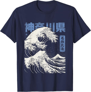 Hokusai Ukiyo-e Japan Honshu Japanische Welle Vor Kanagawa T-Shirt - T-Shirt | Navy