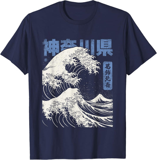 Hokusai Ukiyo-e Japan Honshu Japanische Welle Vor Kanagawa T-Shirt - T-Shirt | Navy