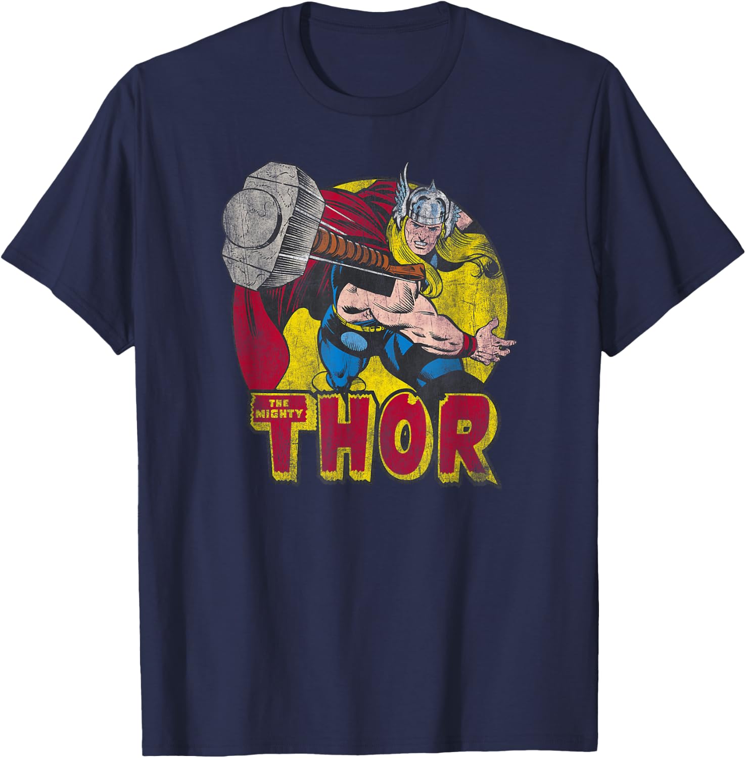 Thor's Hammer Mighty Thor Hammer Vintage Graphic T-Shirt - T-Shirt | Navy