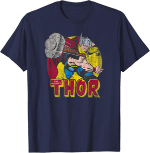 Thor's Hammer Mighty Thor Hammer Vintage Graphic T-Shirt - T-Shirt | Navy