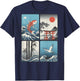 Japanischer Koi-Fisch, die große Welle vor Kanagawa Kanji (Rückseite) T-Shirt - T-Shirt | Navy