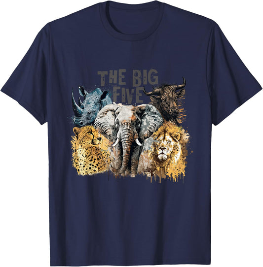 Die großen fünf südafrikanischen Tiere T-Shirt - T-Shirt | Navy