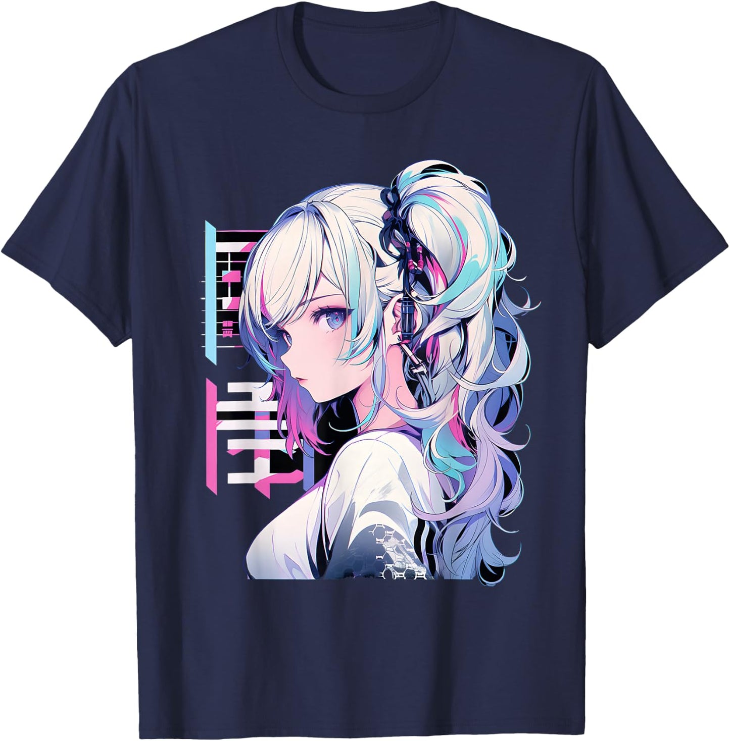 Manga Anime Ästhetische Cyberpunk Techwear Harajuku T-Shirt - T-Shirt | Navy