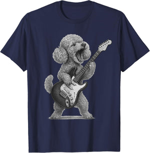 Toy Poodle Playing Guitar Rock Music Dog Lover T-Shirt - T-Shirt | Navy