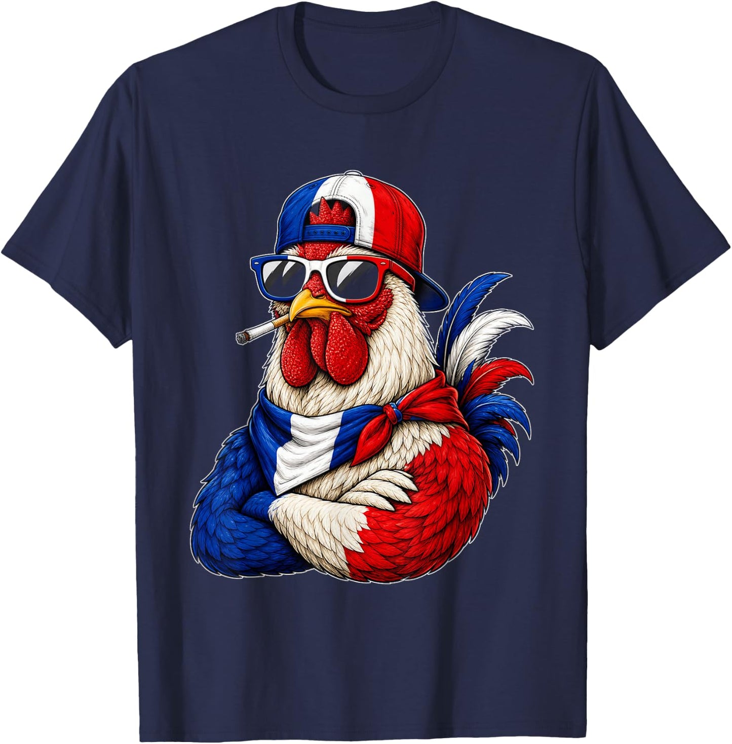 France National Pride Rooster Flag T-Shirt - T-Shirt | Navy