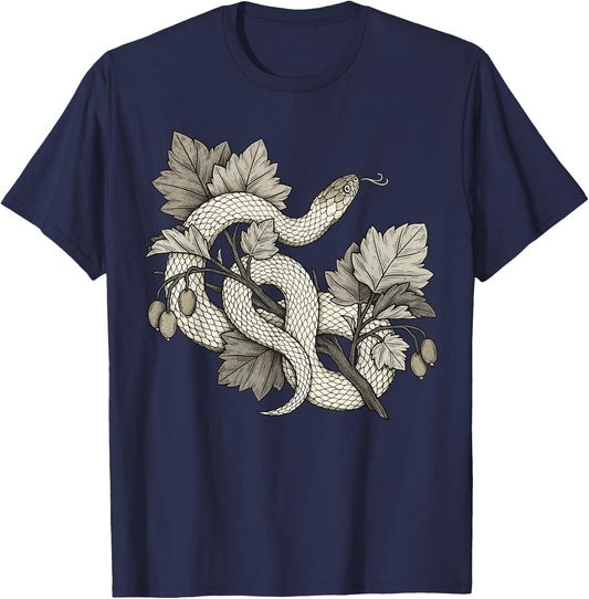 Snake Alternative Gothic Witchcraft Occult Dark Academia Art T-Shirt - T-Shirt | Navy