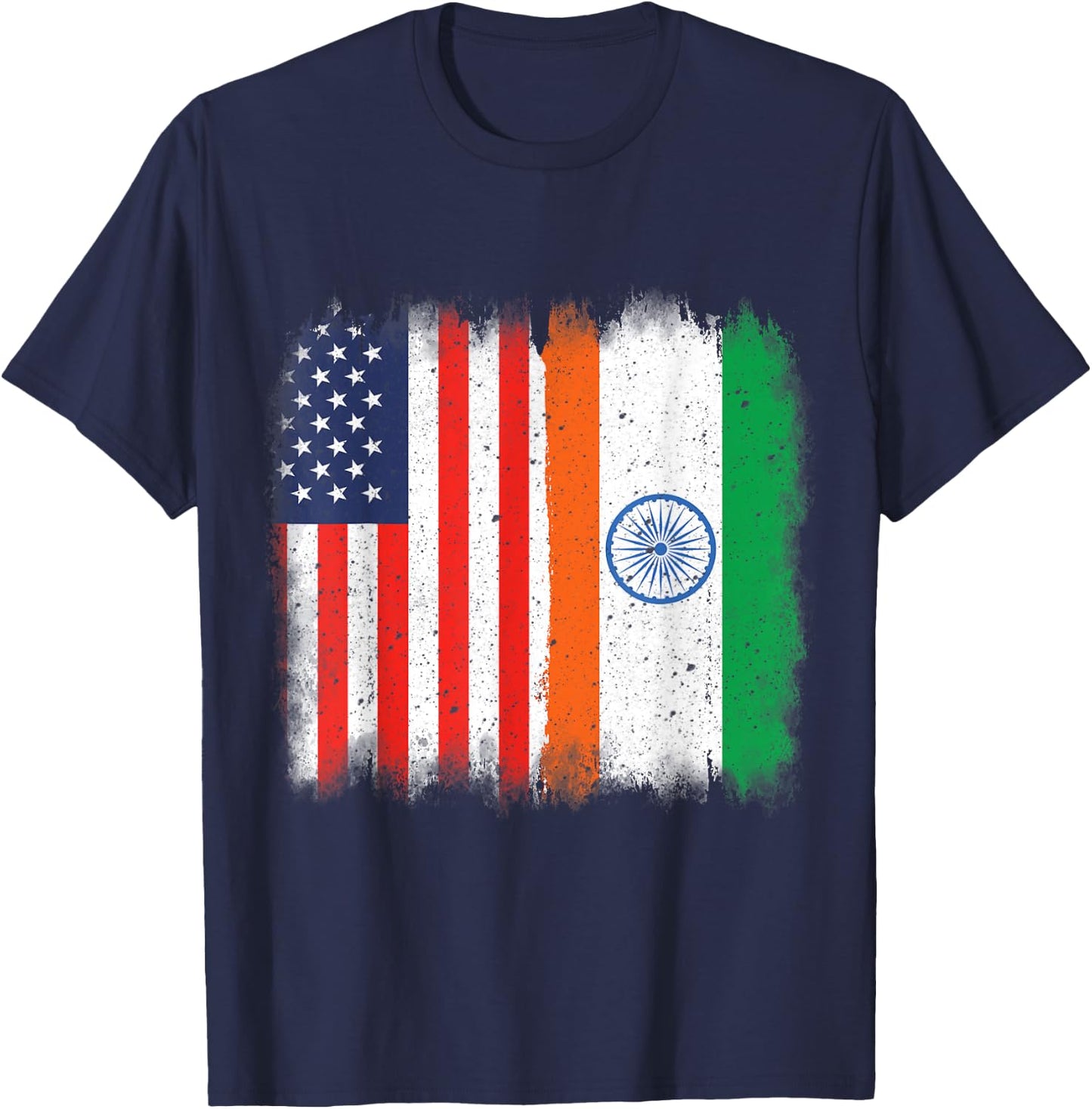 Indian American Flag India USA Hearts Patriot hIndu DNA T-Shirt - T-Shirt | Navy