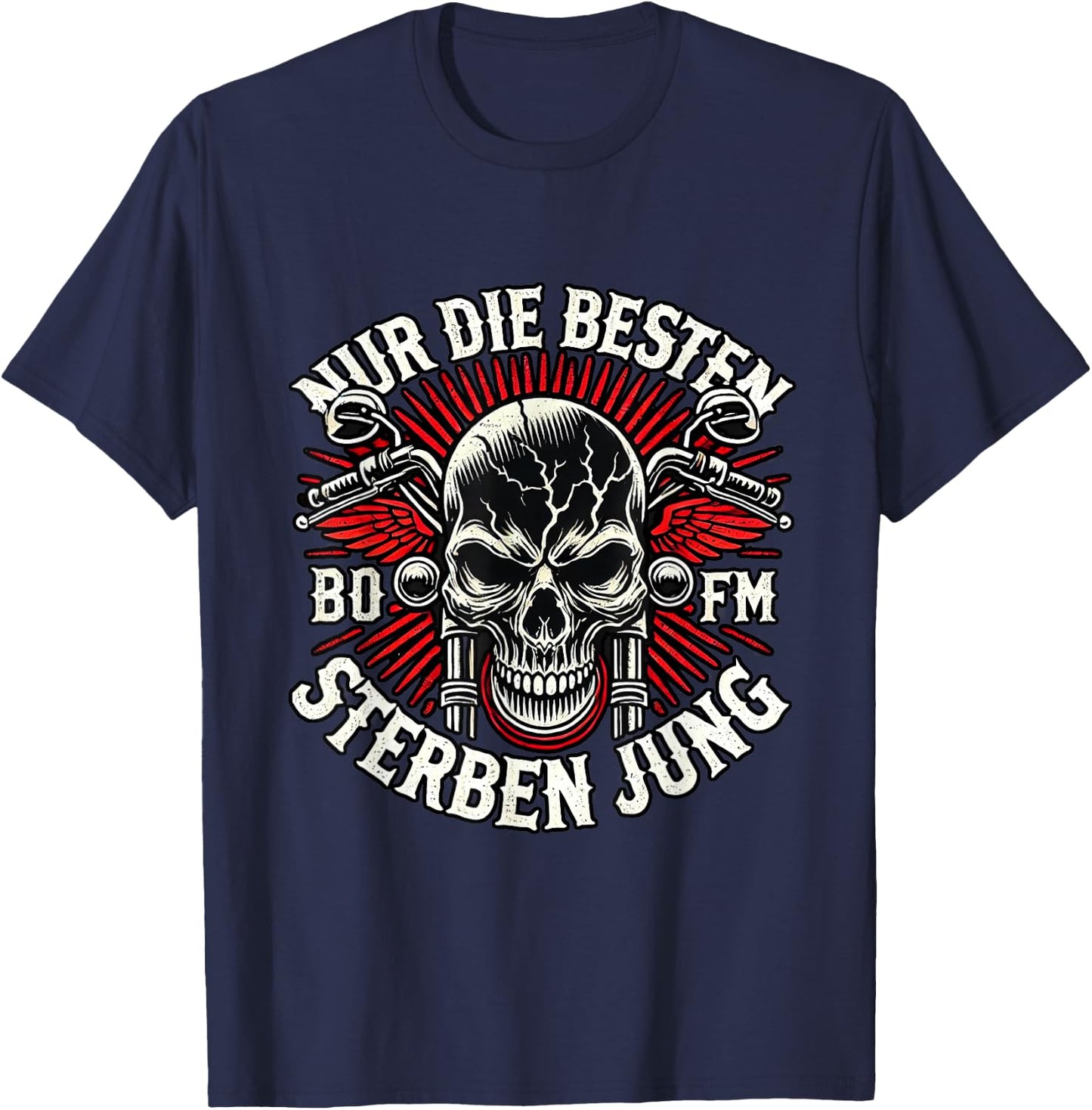 "Nur die Besten die Jung" Biker Statement Rocker , black T-Shirt - T-Shirt | Navy