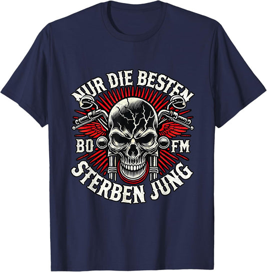 "Nur die Besten die Jung" Biker Statement Rocker , black T-Shirt - T-Shirt | Navy