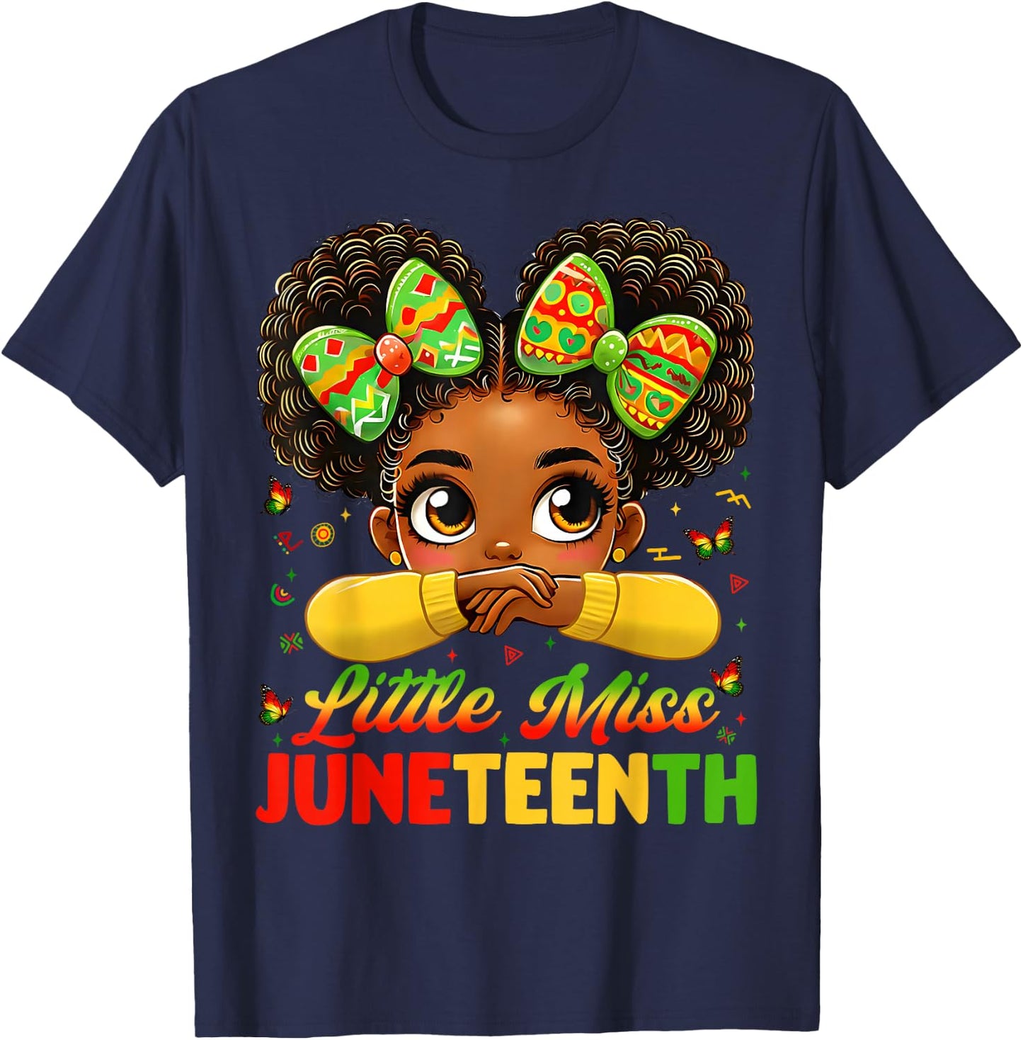 Miss Junteenth Cute Coquette Pride African 1865 Girl T-Shirt - T-Shirt | Navy