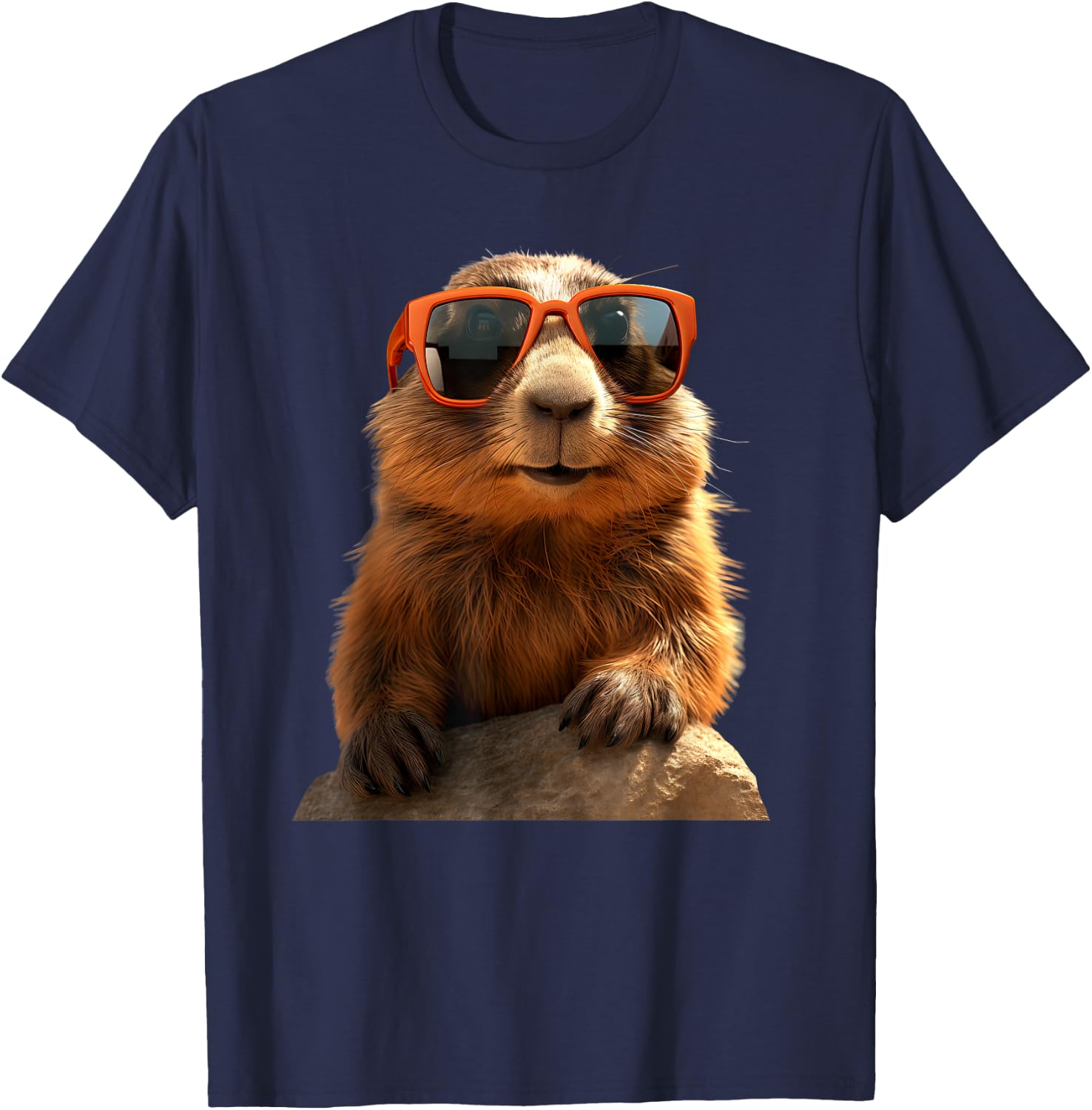 Marmot with Sunglasses Rodent Earth Squirrel Marmot , black T-Shirt - T-Shirt | Navy