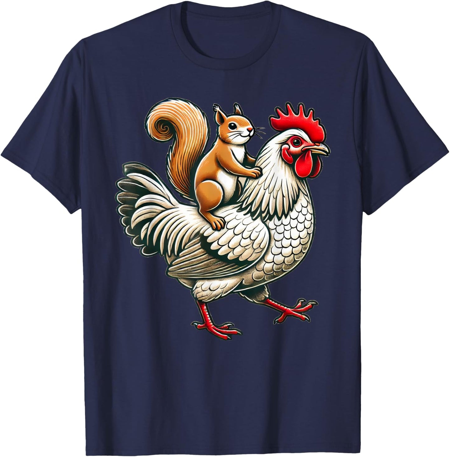Cute Squirrel Chicken T-Shirt - T-Shirt | Navy