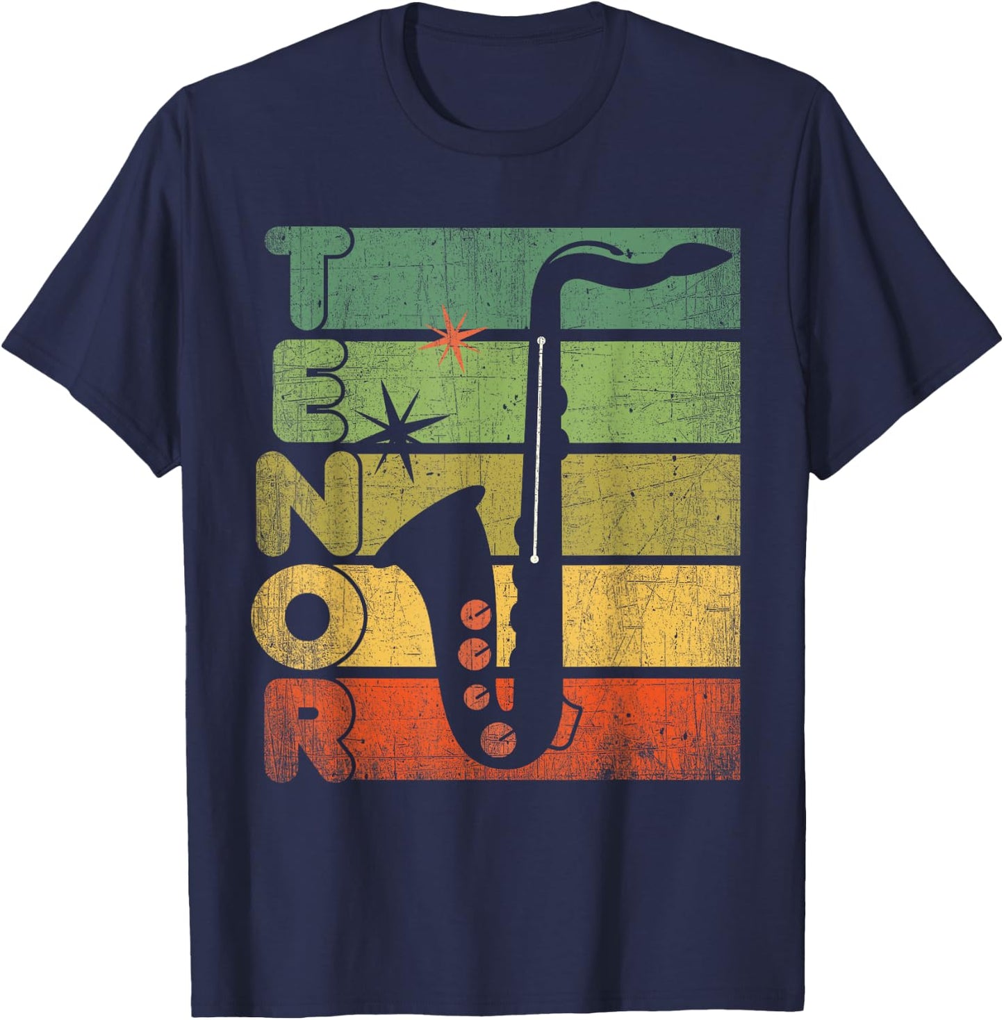 Retro 70s Tenor Saxophone Cool Vintage Sax Musician gifts T-Shirt - T-Shirt | Navy