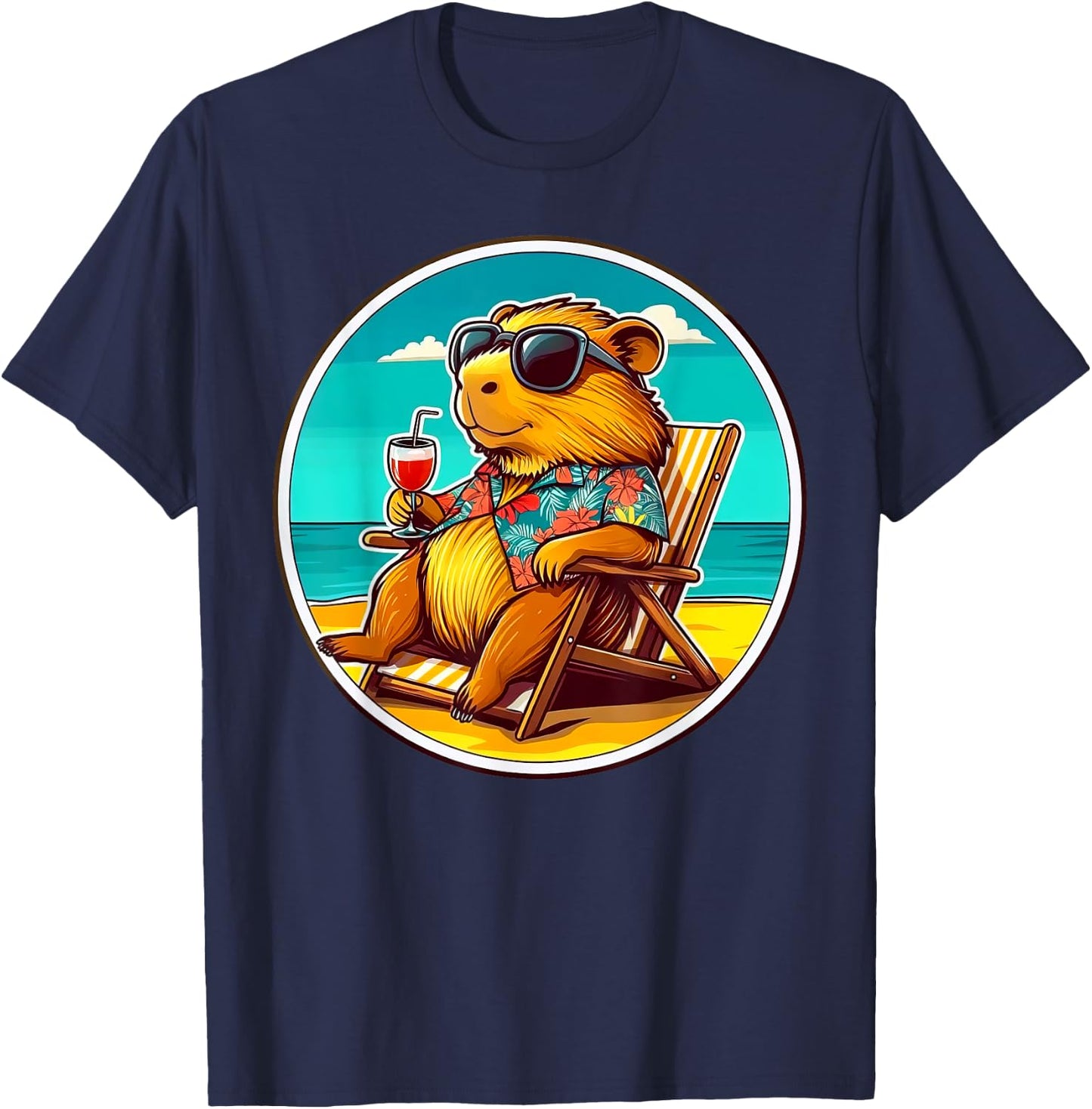 Cool Capybara Funny Capy Lover Men Women Teen Boys Kids T-Shirt - T-Shirt | Navy
