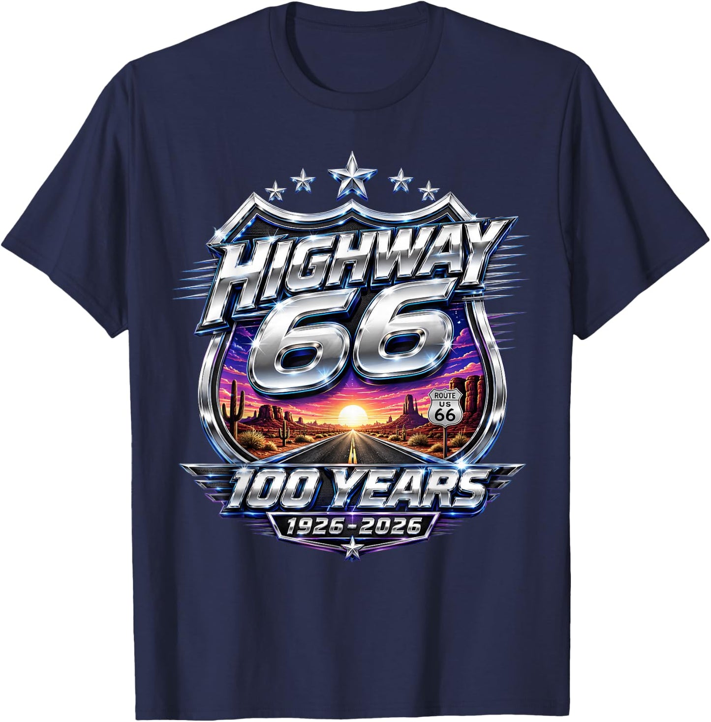 Vintage Highway 66 100 Year Centennial Anniversary Souvenir T-Shirt - T-Shirt | Navy