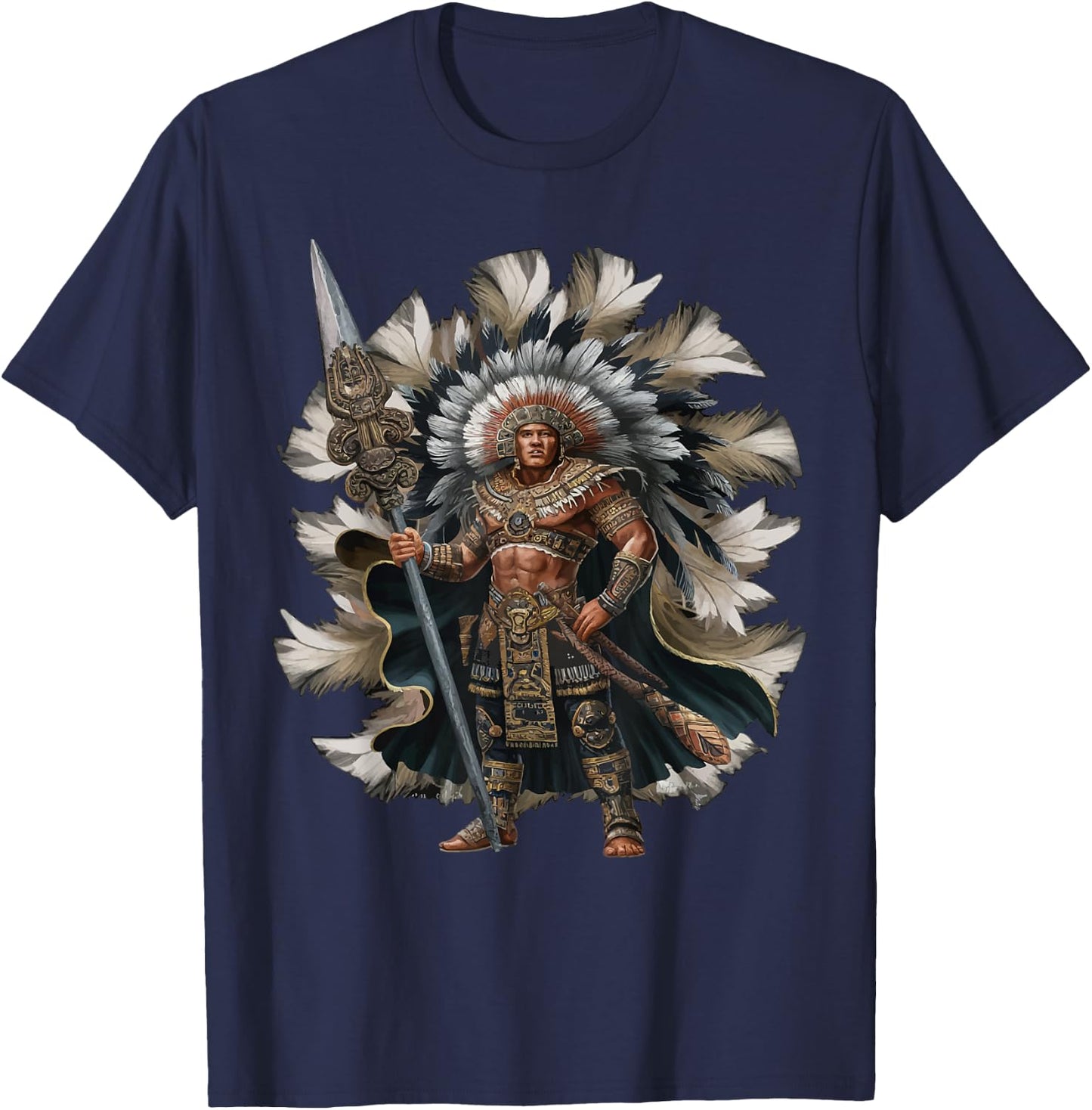 Aztec Warrior Mayan Indigenous Mexican Aztec Jaguar T-Shirt - T-Shirt | Navy