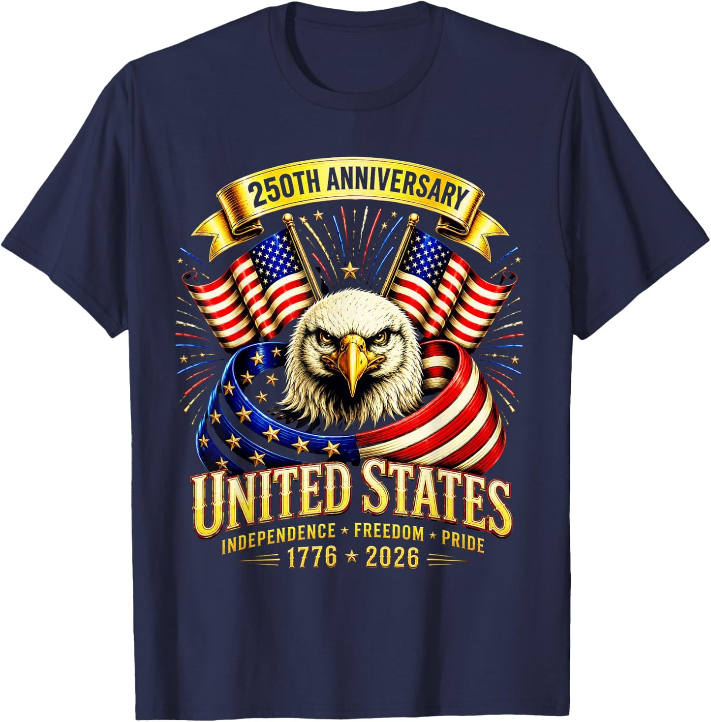 250 Anniversary USA 4th of July Patriotic 250 Years American T-Shirt - T-Shirt | Navy