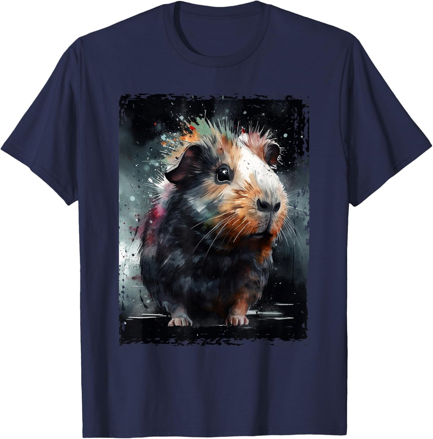 Guinea Pig Shirt Furry Potato Watercolor Guinea Pig Funny T-Shirt - T-Shirt | Navy