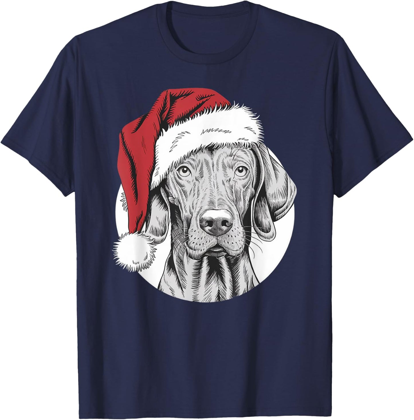 Joyful Vizsla Santa Dog on Vizsla Christmas Men Women Kids T-Shirt - T-Shirt | Navy
