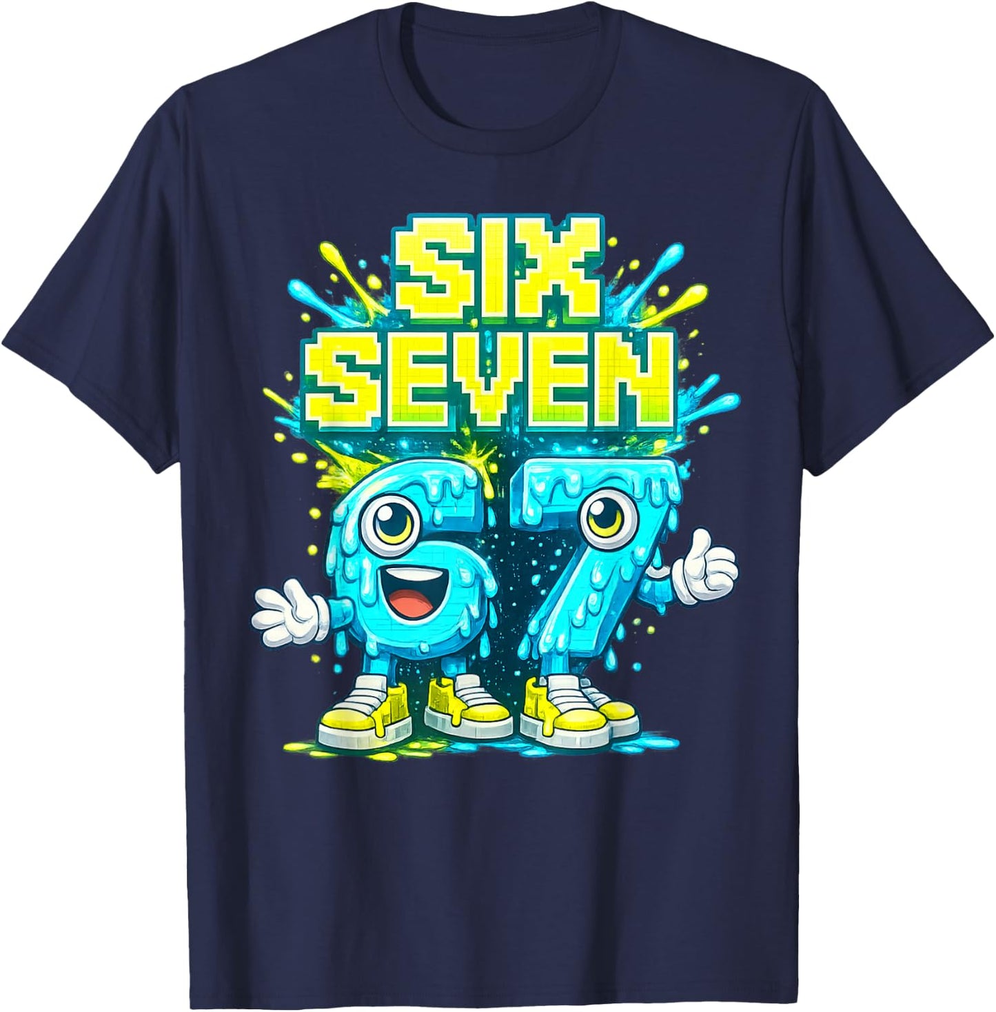 I was 6 Now I'm Six 7 Seven Years Brainrot Birthday T-Shirt - T-Shirt | Navy
