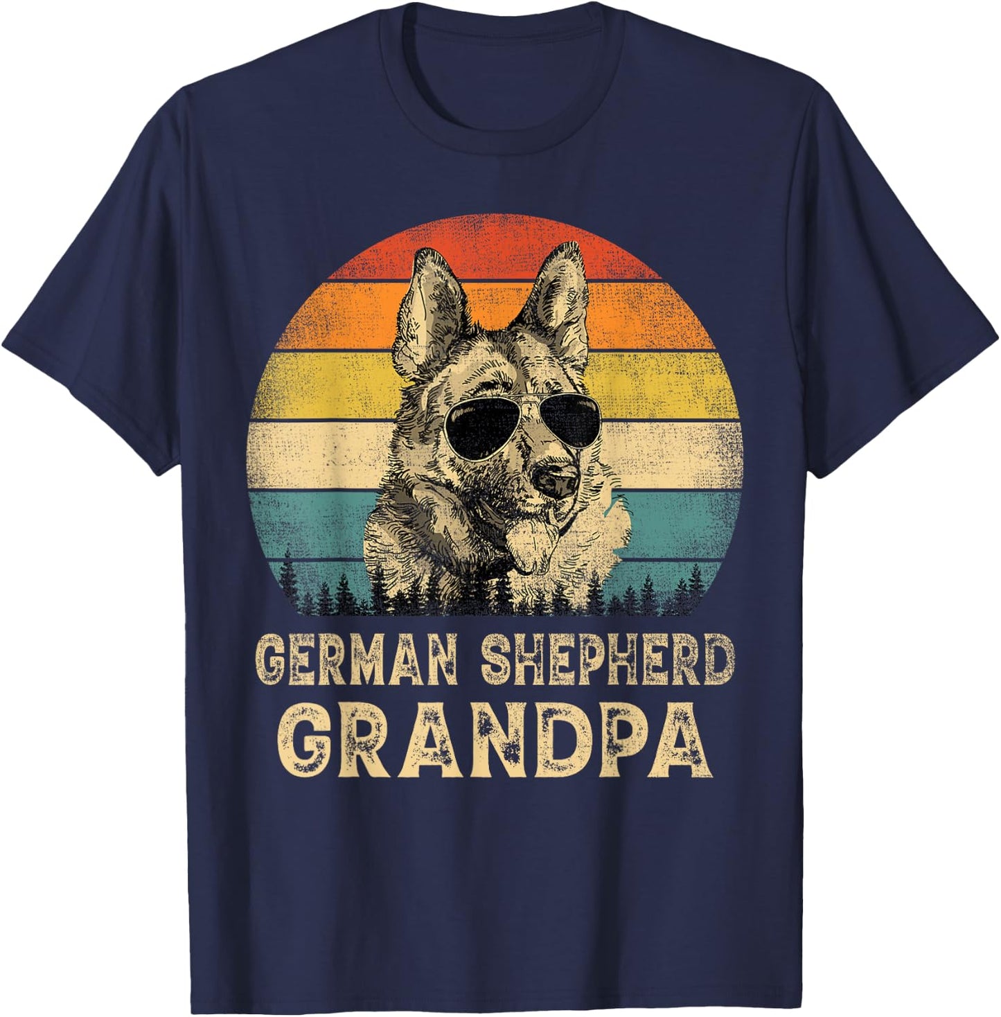 Vintage German Shepherd Grandpa Dog Lovers Father's Day T-Shirt - T-Shirt | Navy