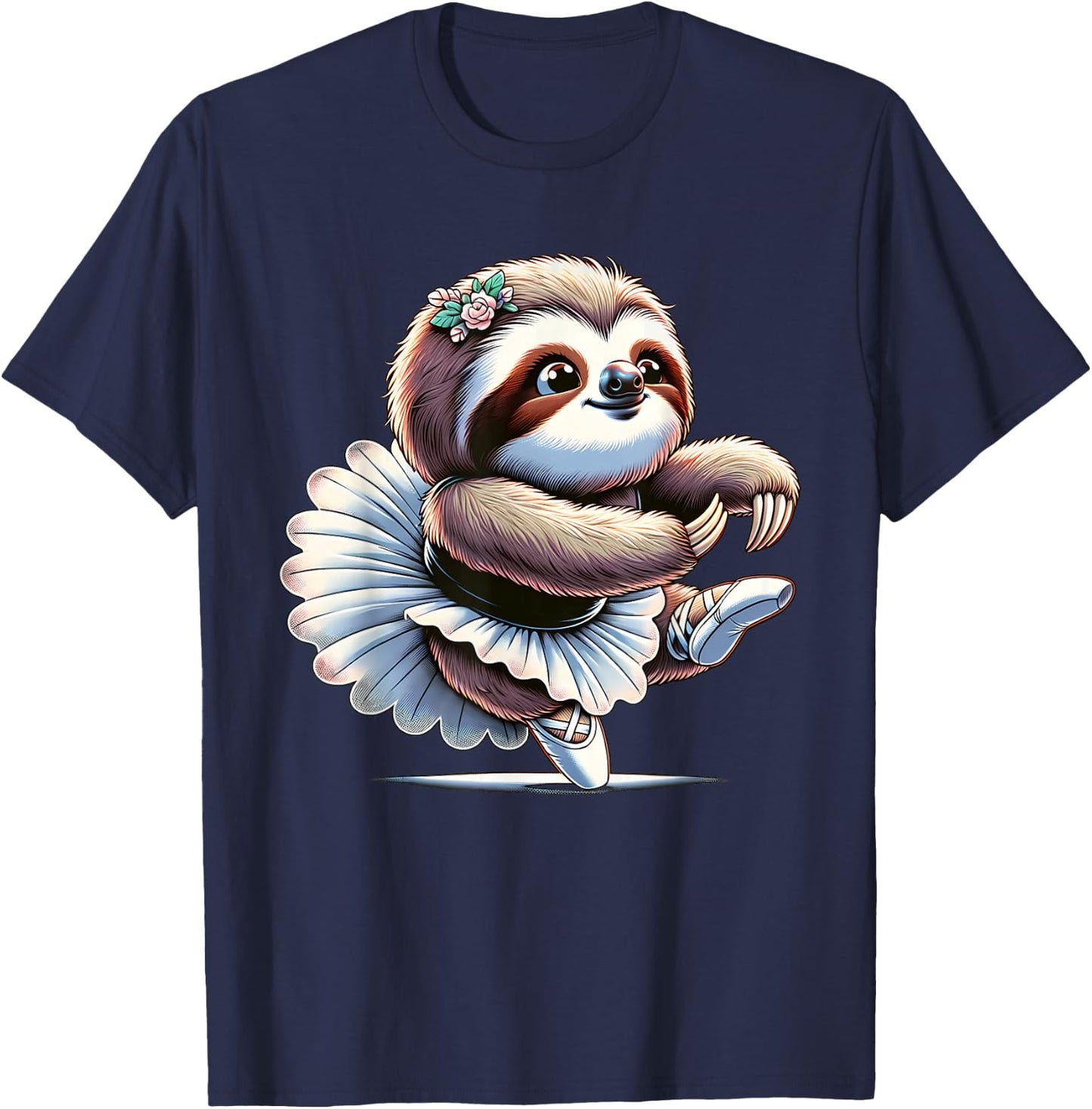Ballerina Sloth Dancing T-Shirt - T-Shirt | Navy