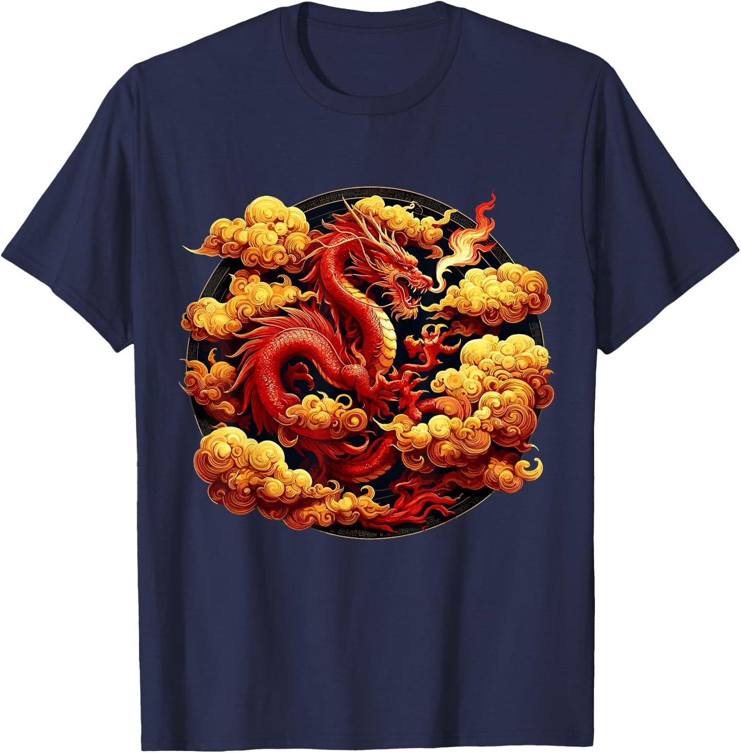 Red Dragon Mythical Fire Breathe Red Fire Dragon T-Shirt - T-Shirt | Navy