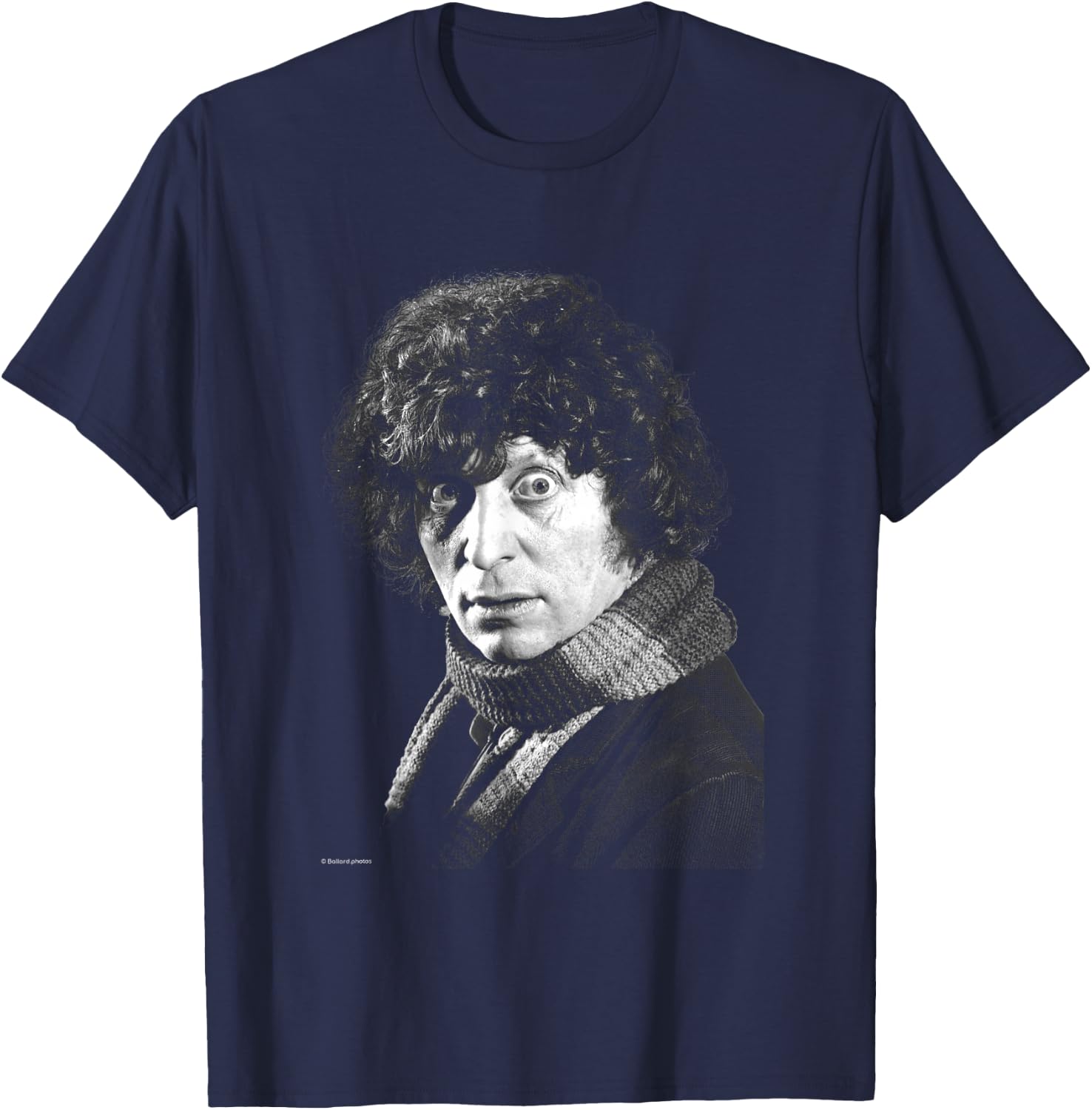 Doctor Who Actor Tom Baker Staring Black & White T-Shirt - T-Shirt | Navy