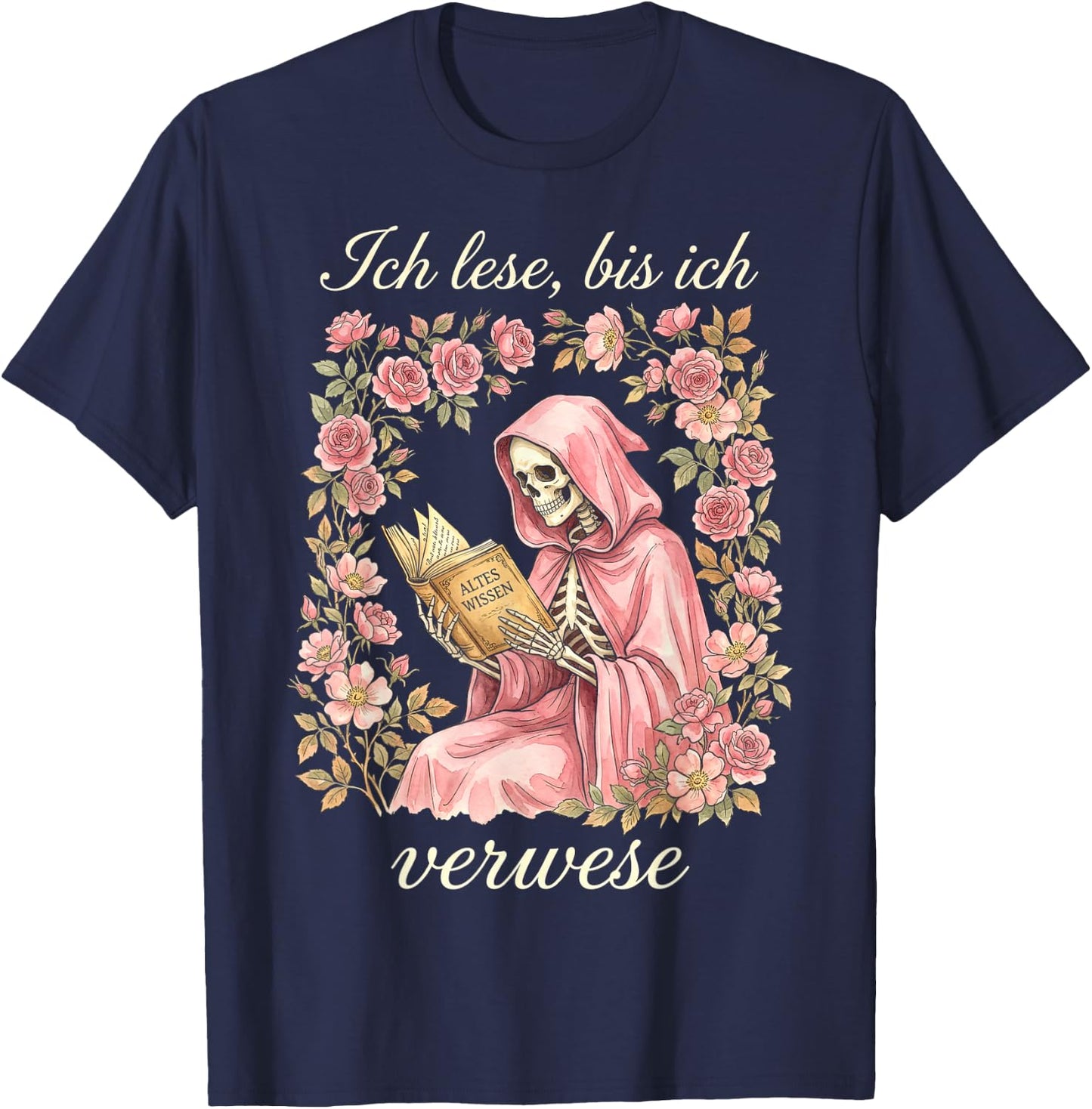 Ich lese bis ich verwese Bücherwurm Lesen T-Shirt - T-Shirt | Navy