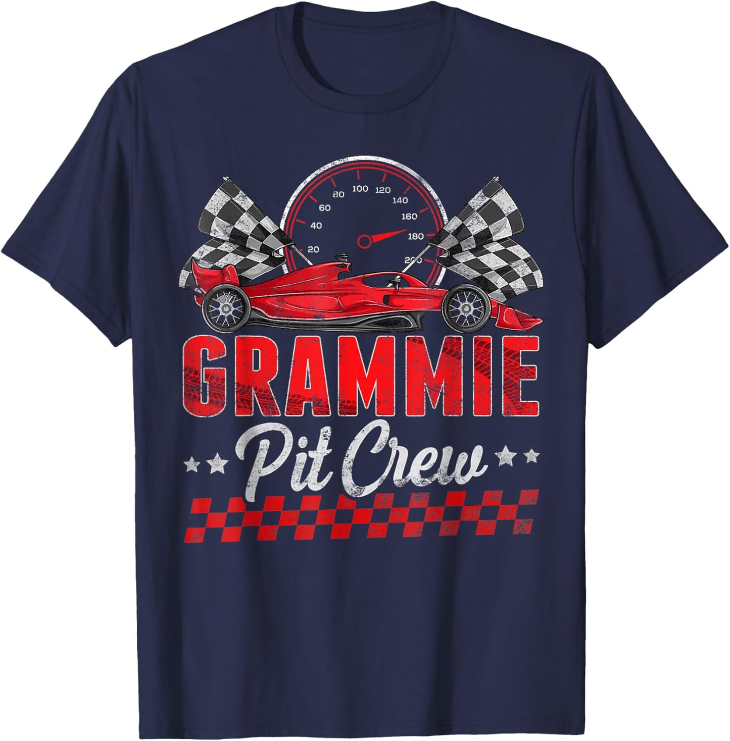 Race Car Birthday Party Racing Family Grammie Pit Crew T-Shirt - T-Shirt | Navy
