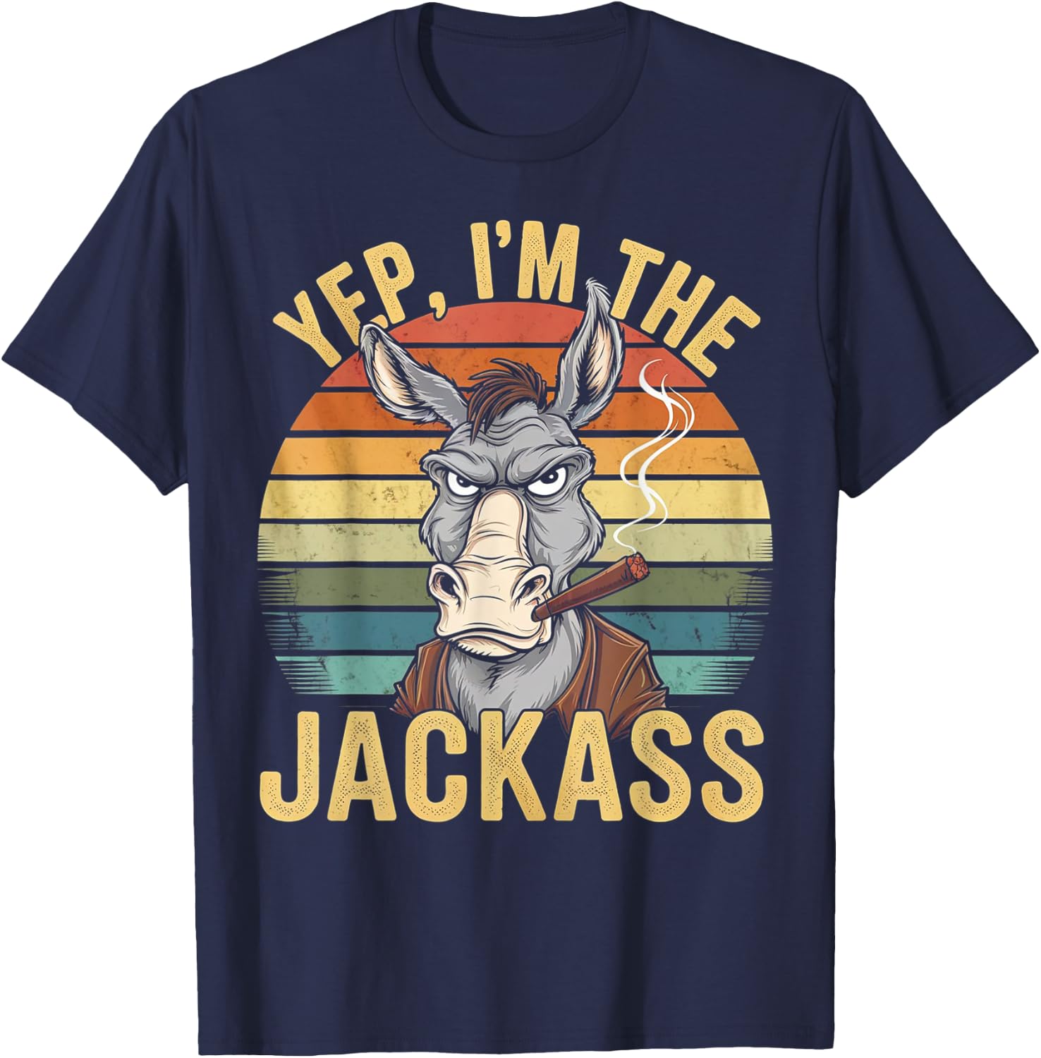 Yep I'm The Jackass Funny Vintage Halloween donkey T-Shirt - T-Shirt | Navy