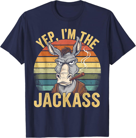 Yep I'm The Jackass Funny Vintage Halloween donkey T-Shirt - T-Shirt | Navy