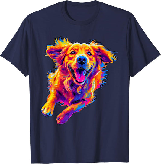 Art Design Funny Golden Retriever Dog T-Shirt - T-Shirt | Navy