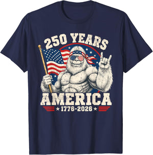 250 Years American Anniversary Bigfoot USA 250th Birthday T-Shirt - T-Shirt | Navy