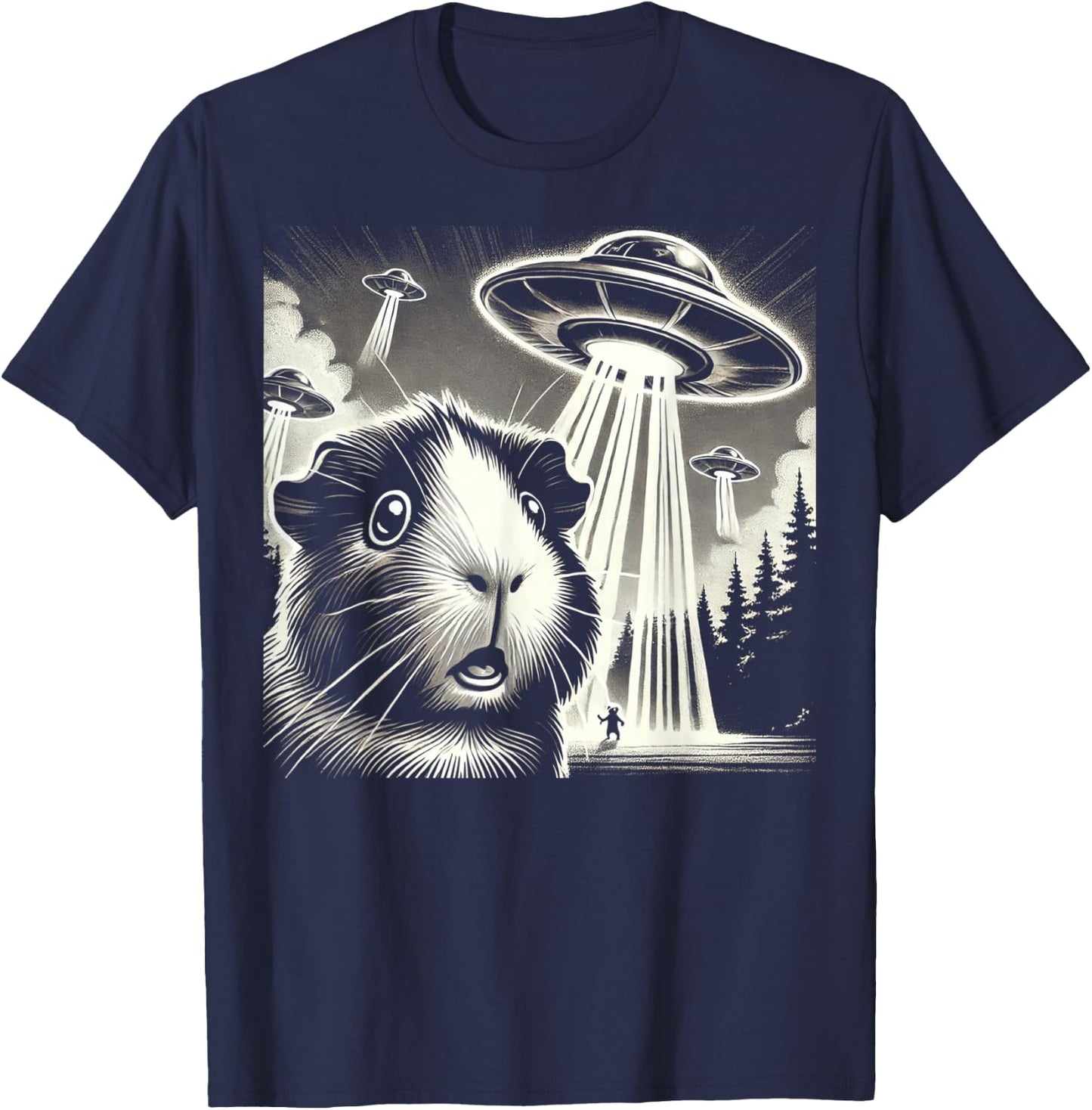 Guinea pig UFO Funny Meme Selfie T-Shirt - T-Shirt | Navy