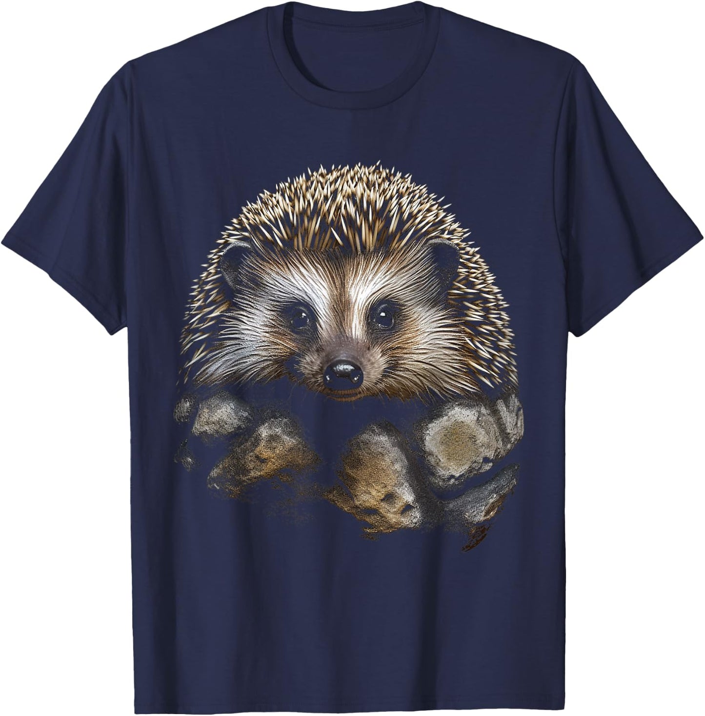 Hedgehog Animal Art Graphic Hedgehog , Black, S T-Shirt - T-Shirt | Navy